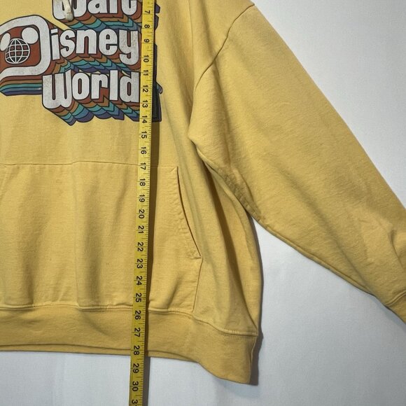 Walt Disney World Retro Hoodie Adult 2XL Yellow Sweatshirt Vintage Style Pocket - Picture 5 of 11